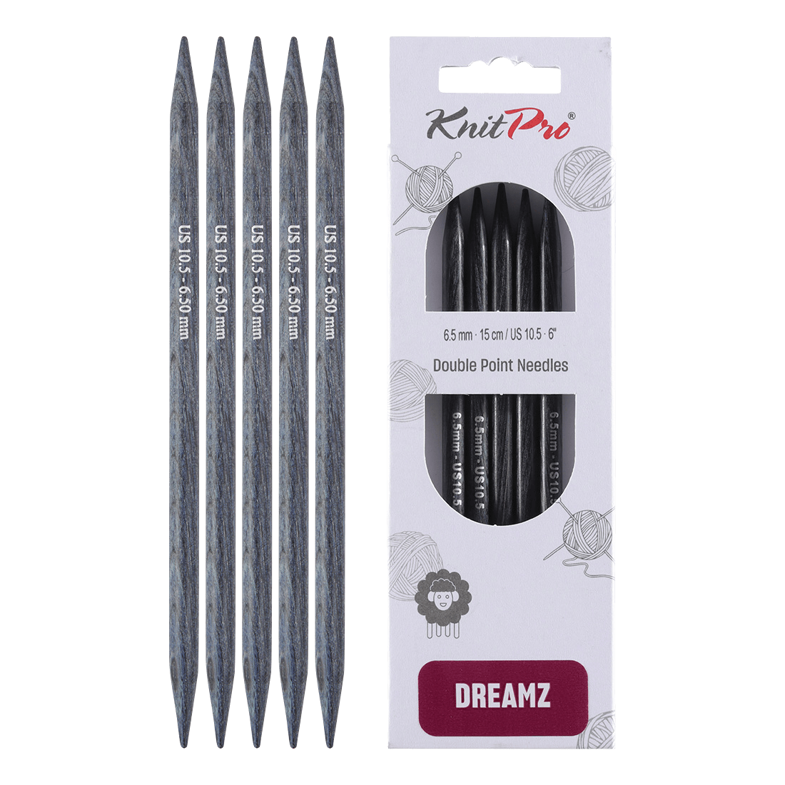 KnitPro Knitting Needles 20cm / 6.5mm KnitPro | Dreamz | Double Pointed Knitting Needles