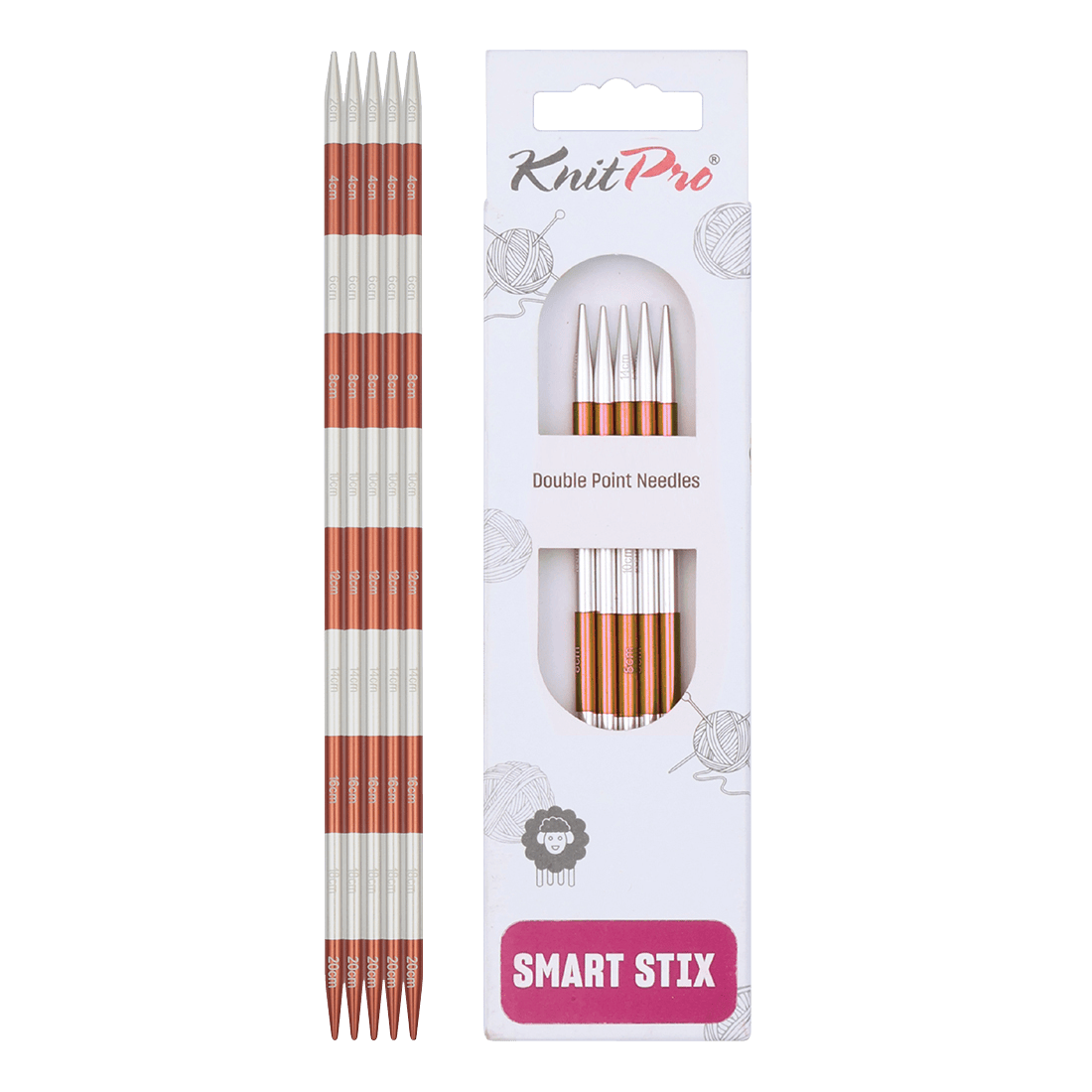 KnitPro Knitting Needles 20cm (Sienna) / 2.0mm KnitPro | SmartStix | Double Pointed Knitting Needles