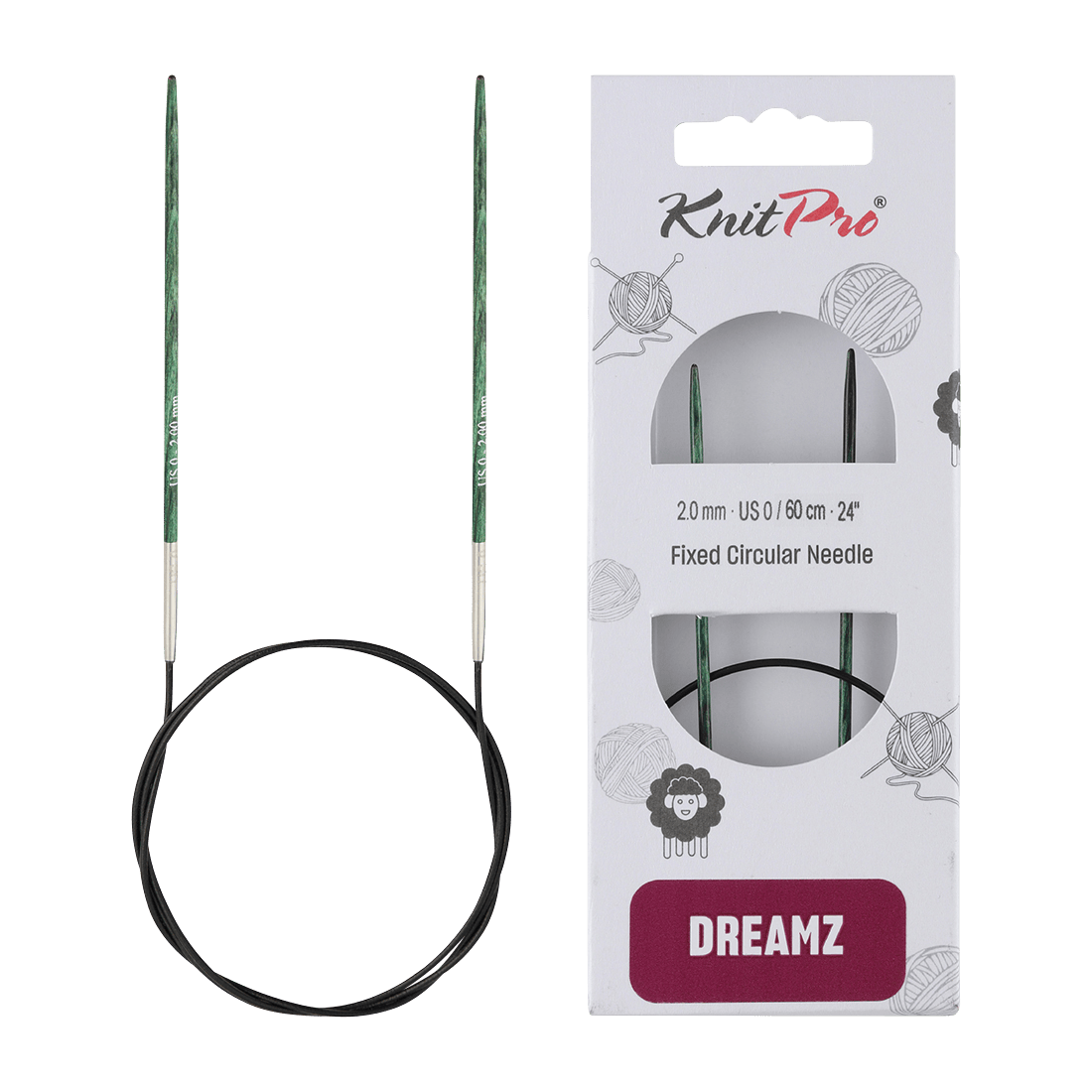 KnitPro Knitting Needles 25cm / 2.0mm KnitPro | Dreamz | Fixed Circular Knitting Needles