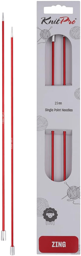 KnitPro Knitting Needles 25cm / 2.5mm KnitPro | Zing | Single Pointed Knitting Needles