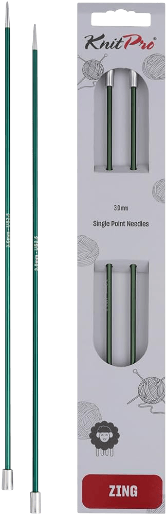 KnitPro Knitting Needles 25cm / 3.0mm KnitPro | Zing | Single Pointed Knitting Needles