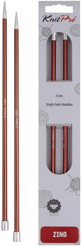 KnitPro Knitting Needles 25cm / 5.5mm KnitPro | Zing | Single Pointed Knitting Needles