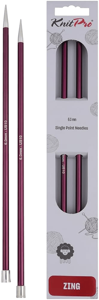 KnitPro Knitting Needles 25cm / 6.0mm KnitPro | Zing | Single Pointed Knitting Needles