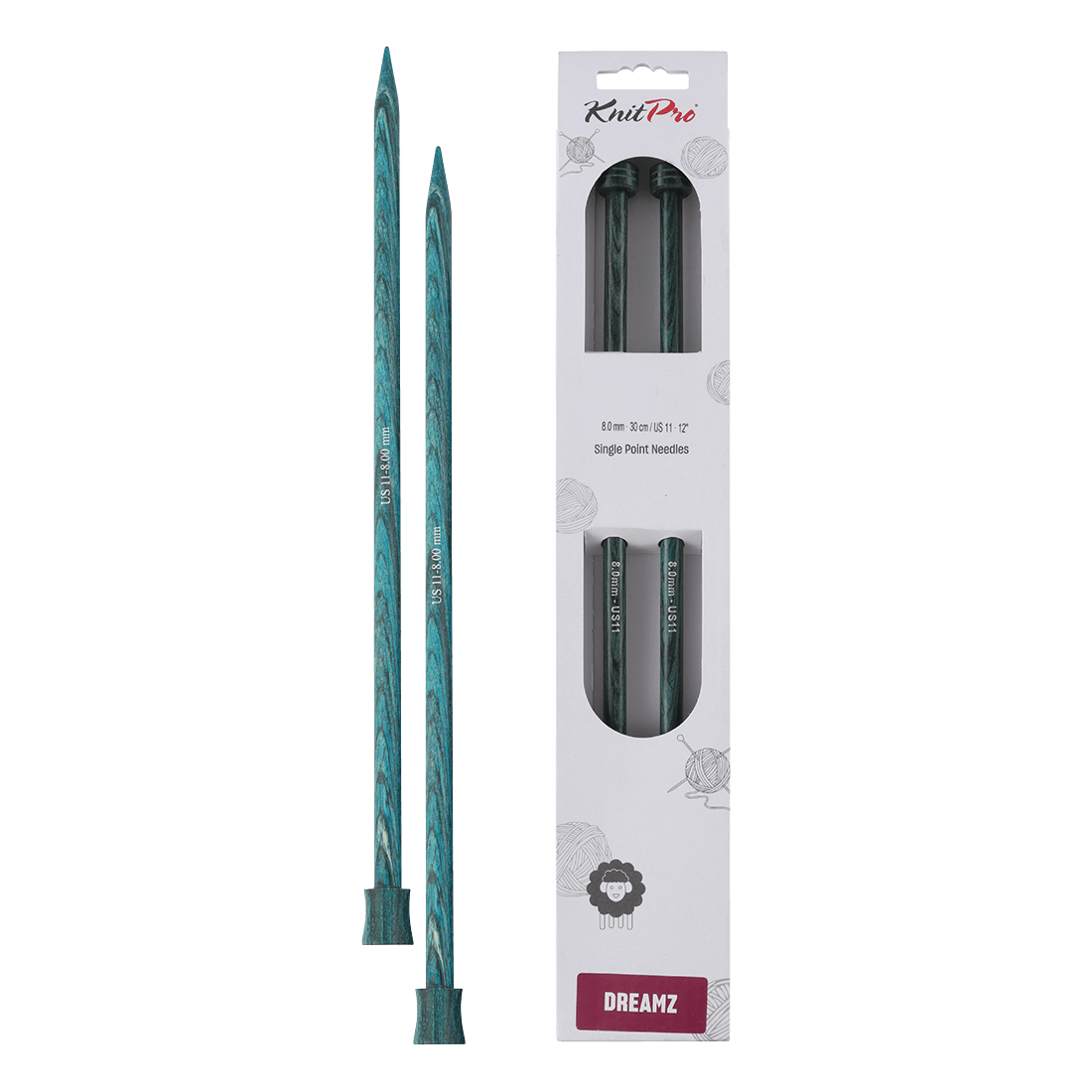 KnitPro Knitting Needles 25cm / 8.0mm KnitPro | Dreamz | Single Pointed Knitting Needles