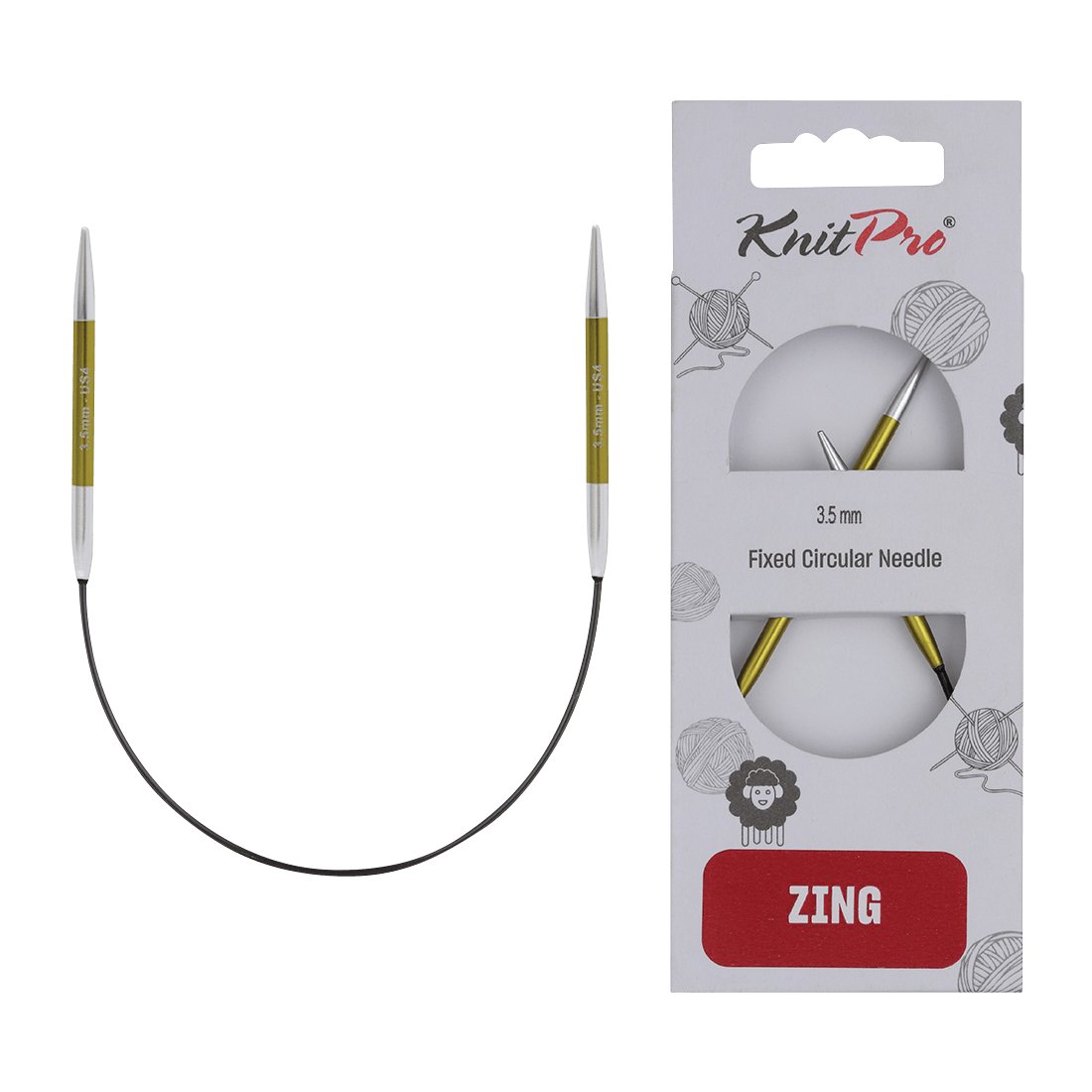 KnitPro Knitting Needles 3.5mm KnitPro | Zing | 25cm Asymmetric Fixed Circular Knitting Needles