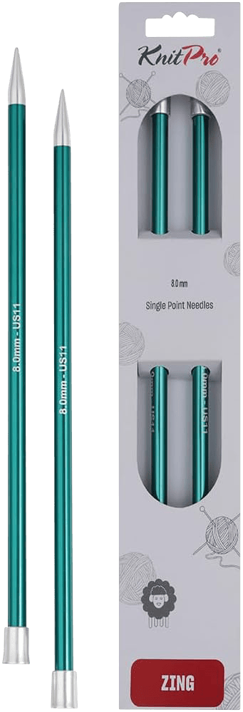 KnitPro Knitting Needles 35cm / 8.0mm KnitPro | Zing | Single Pointed Knitting Needles