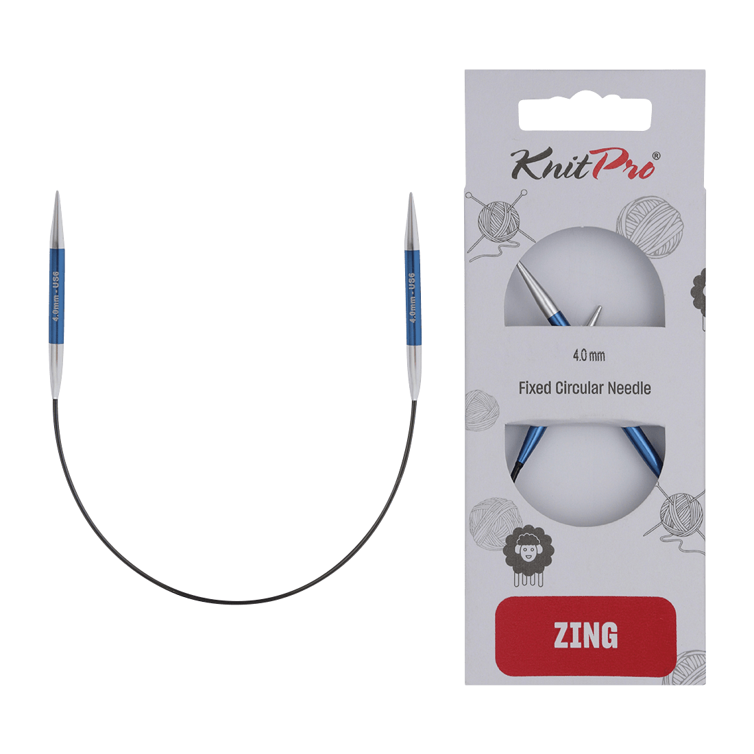 KnitPro Knitting Needles 4.0mm KnitPro | Zing | 25cm Asymmetric Fixed Circular Knitting Needles