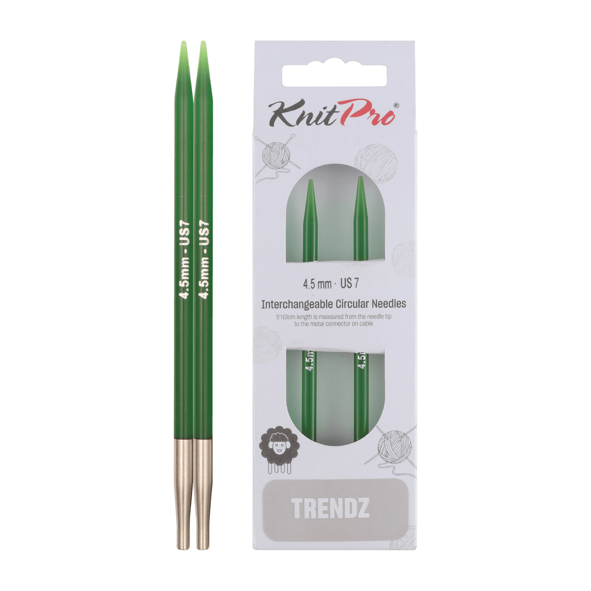KnitPro Knitting Needles 4.5mm KnitPro | Trendz | 13cm Interchangeable Knitting Needle Tips