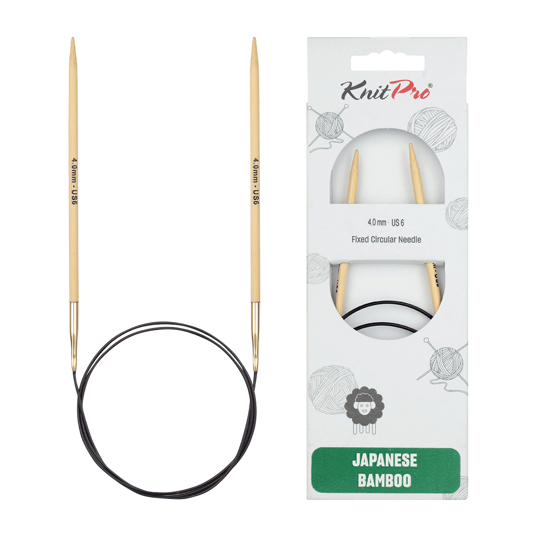KnitPro Knitting Needles 40cm / 2.0mm KnitPro | Japanese Bamboo | Fixed Circular Knitting Needles