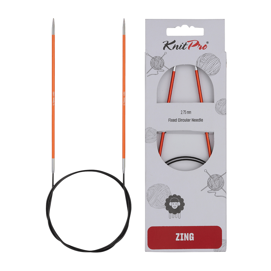 KnitPro Knitting Needles 40cm / 2.75mm KnitPro | Zing | Fixed Circular Knitting Needles