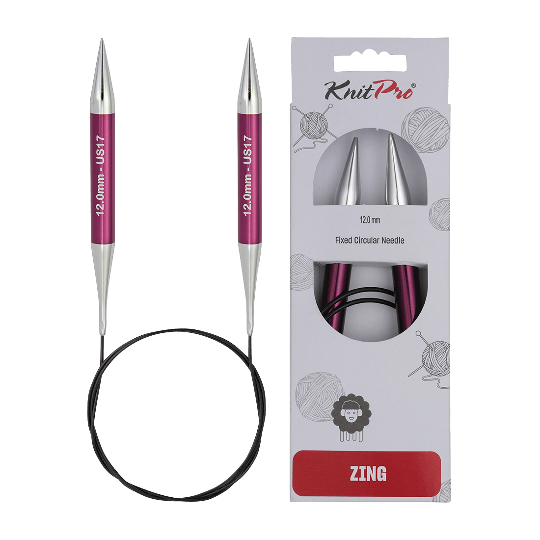 KnitPro Knitting Needles 60cm / 12.0mm KnitPro | Zing | Fixed Circular Knitting Needles