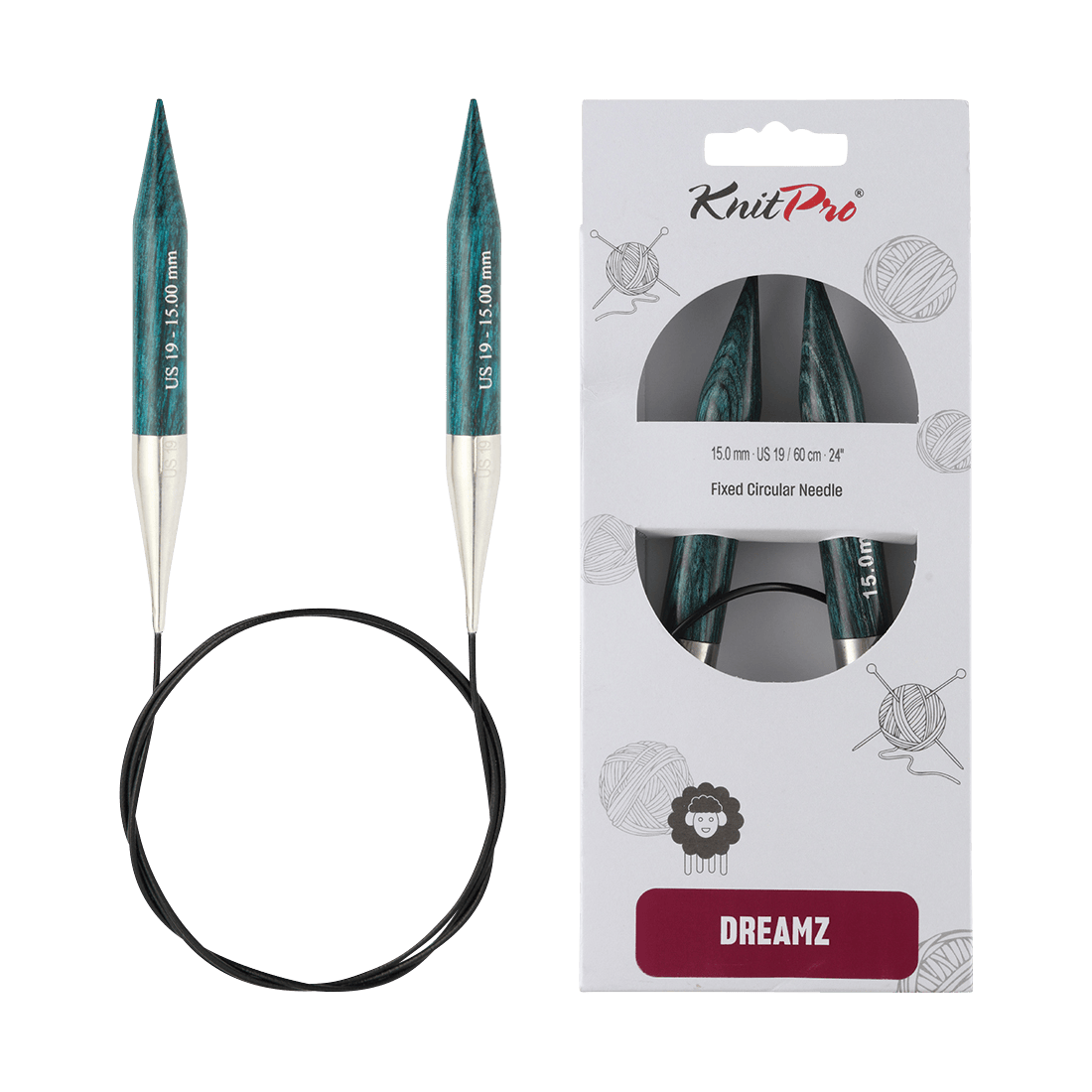 KnitPro Knitting Needles 60cm / 15.0mm KnitPro | Dreamz | Fixed Circular Knitting Needles