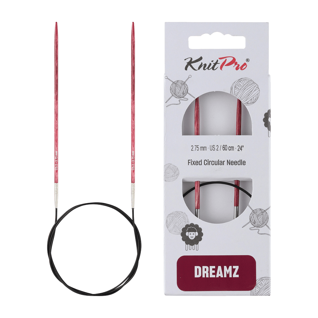 KnitPro Knitting Needles 60cm / 2.75mm KnitPro | Dreamz | Fixed Circular Knitting Needles