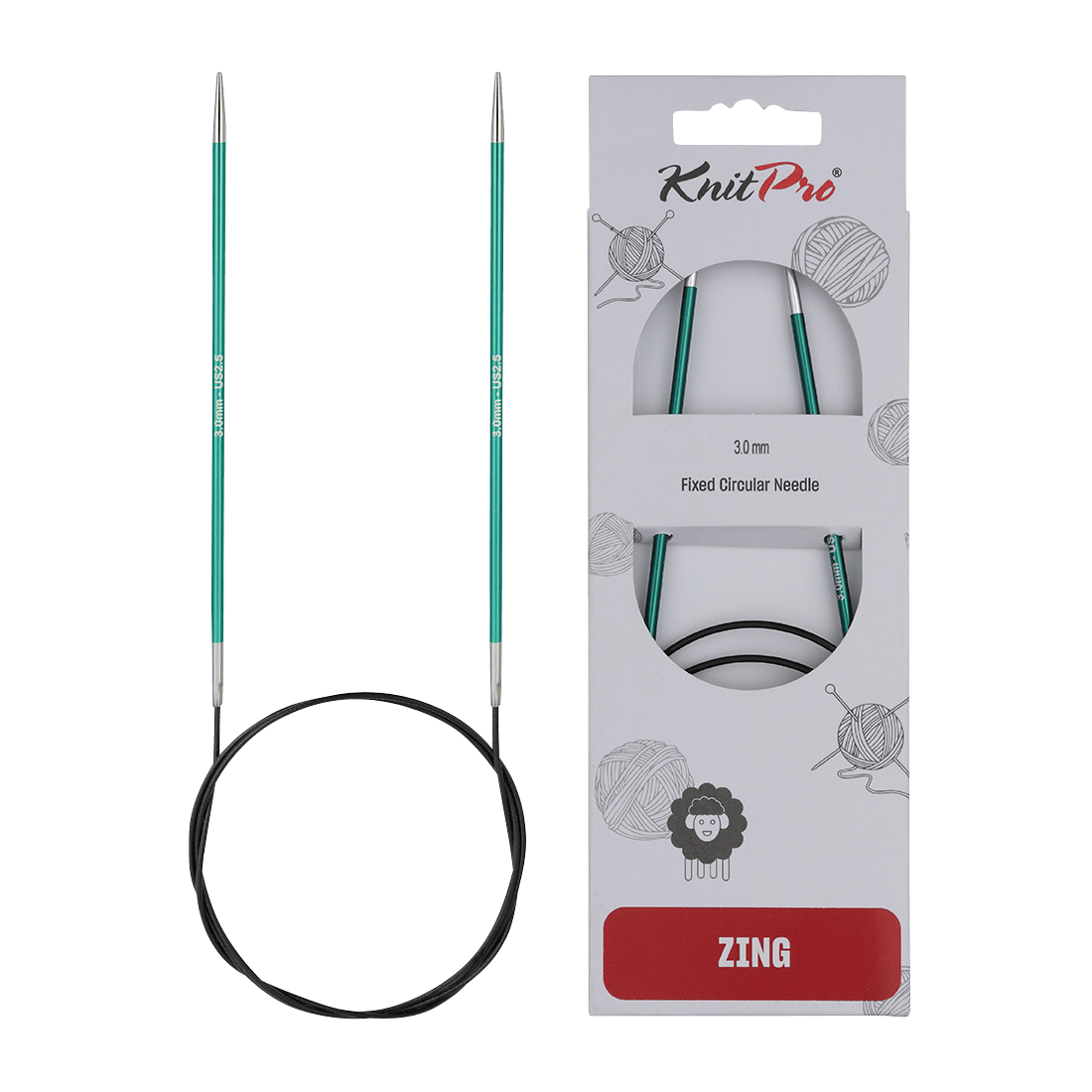 KnitPro Knitting Needles 60cm / 3.0mm KnitPro | Zing | Fixed Circular Knitting Needles
