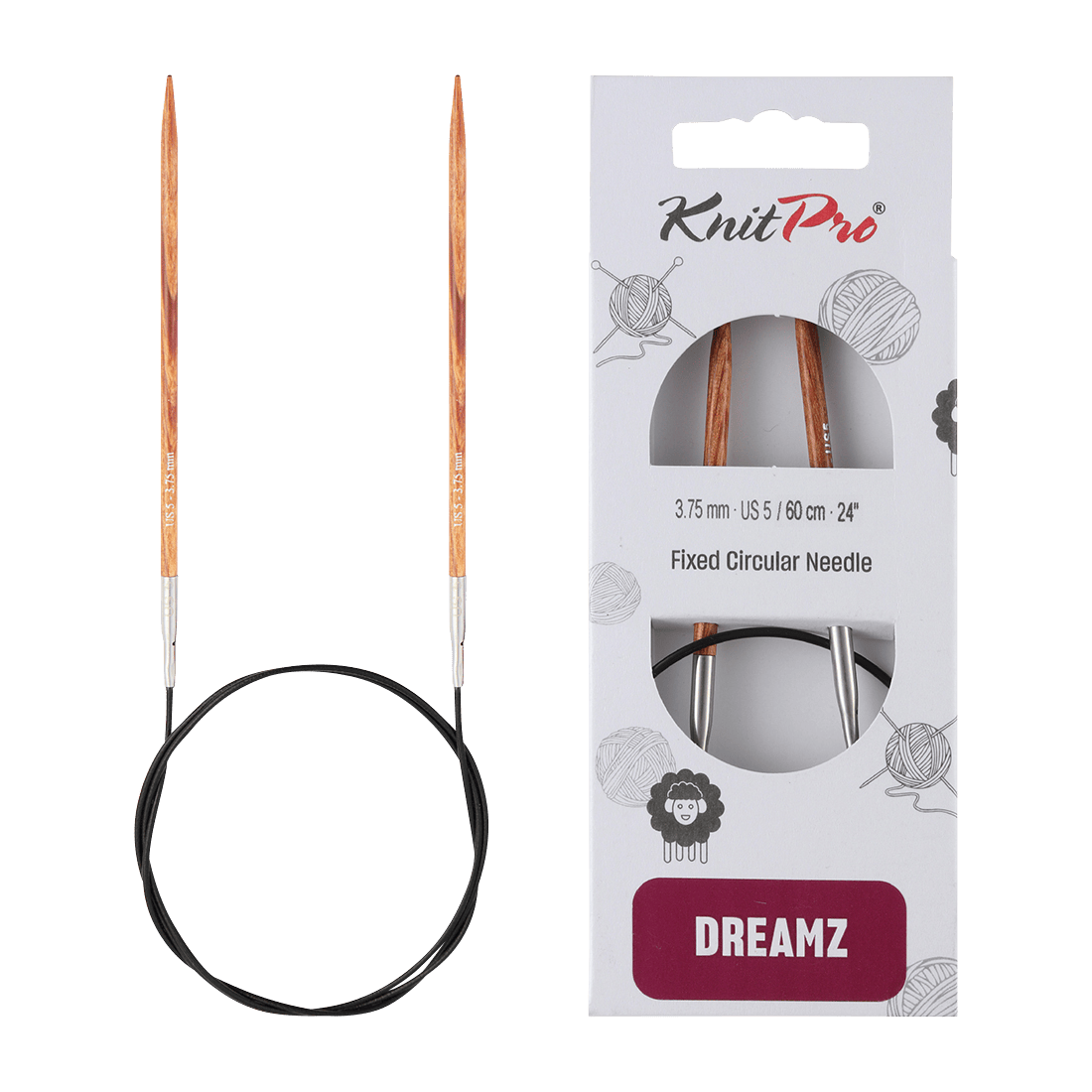 KnitPro Knitting Needles 60cm / 3.75mm KnitPro | Dreamz | Fixed Circular Knitting Needles