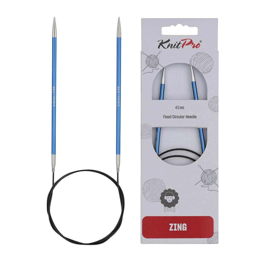 KnitPro Knitting Needles 60cm / 4.0mm KnitPro | Zing | Fixed Circular Knitting Needles