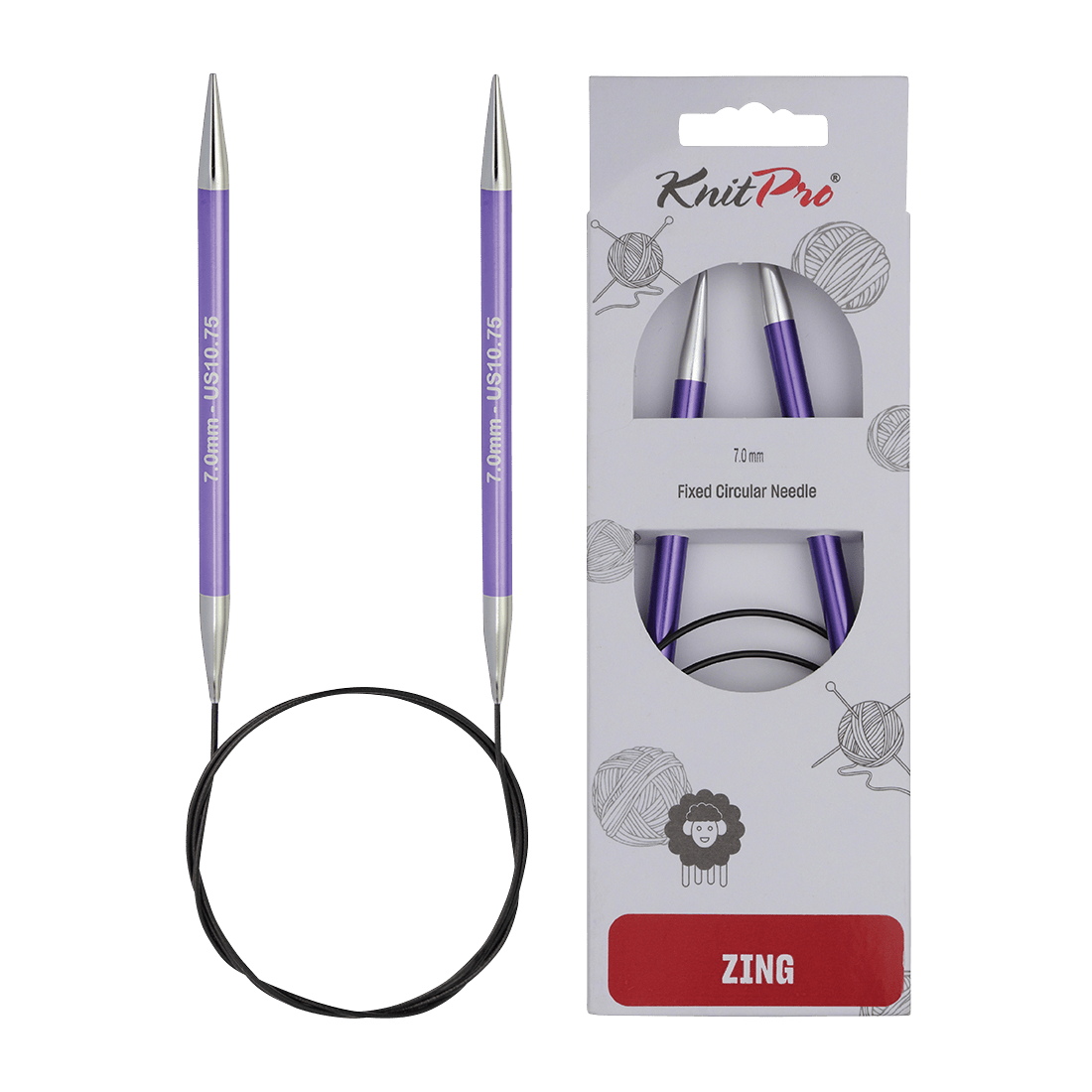 KnitPro Knitting Needles 60cm / 7.0mm KnitPro | Zing | Fixed Circular Knitting Needles