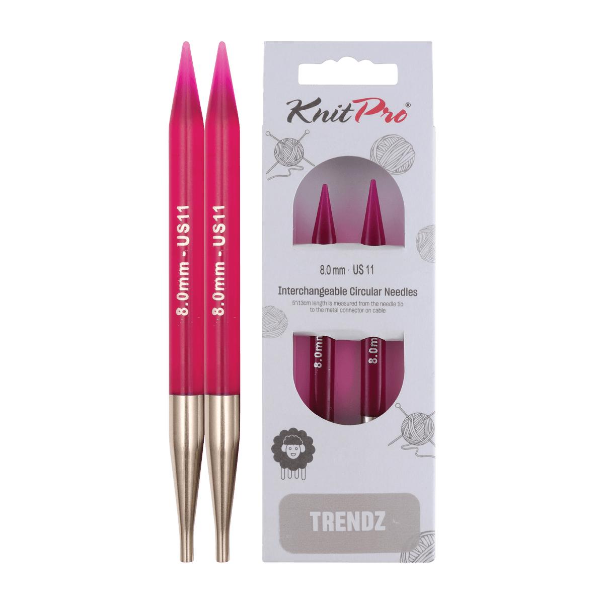 KnitPro Knitting Needles 8.0mm KnitPro | Trendz | 13cm Interchangeable Knitting Needle Tips