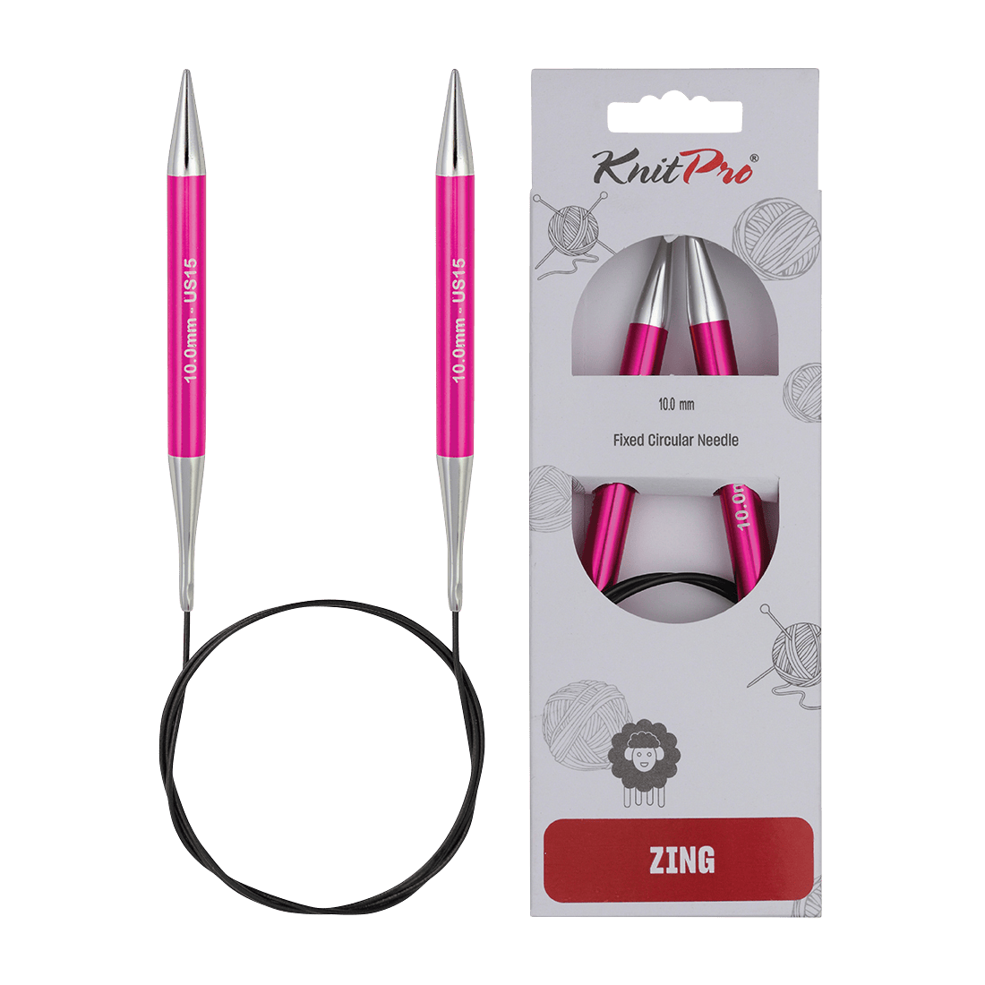 KnitPro Knitting Needles 80cm / 10.0mm KnitPro | Zing | Fixed Circular Knitting Needles