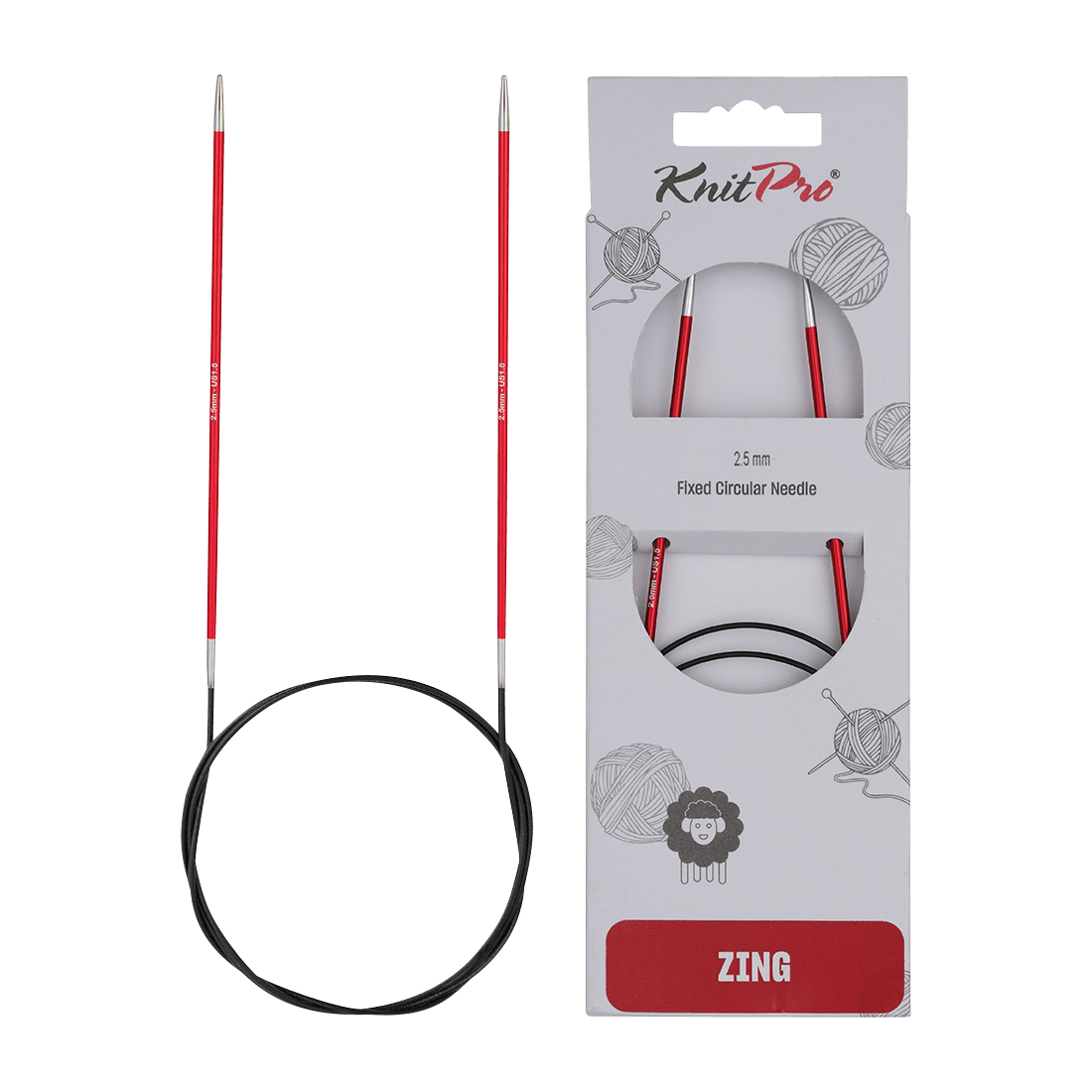 KnitPro Knitting Needles 80cm / 2.5mm KnitPro | Zing | Fixed Circular Knitting Needles