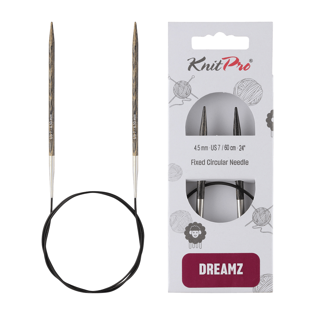 KnitPro Knitting Needles 80cm / 4.5mm KnitPro | Dreamz | Fixed Circular Knitting Needles