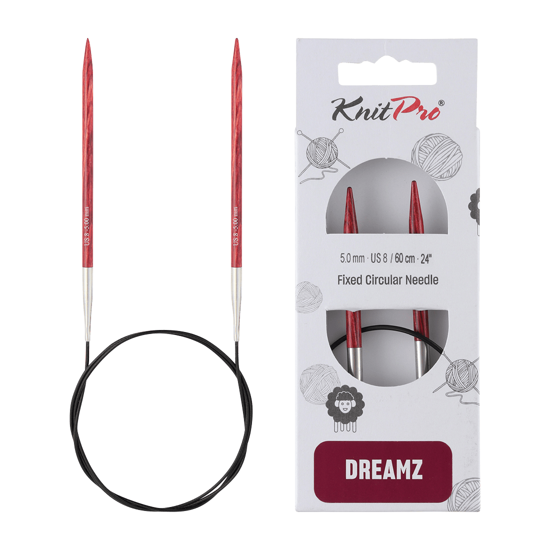 KnitPro Knitting Needles 80cm / 5.0mm KnitPro | Dreamz | Fixed Circular Knitting Needles