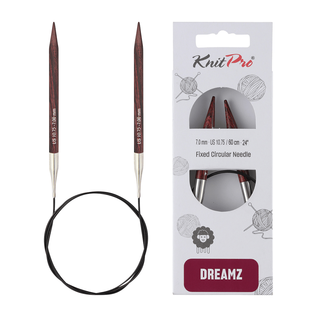 KnitPro Knitting Needles 80cm / 7.0mm KnitPro | Dreamz | Fixed Circular Knitting Needles