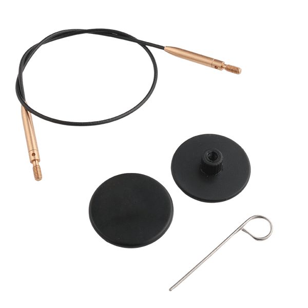 KnitPro | 360º Swivel Cables | Black Nylon Coated Stainless Steel with Matt Gold Connectors