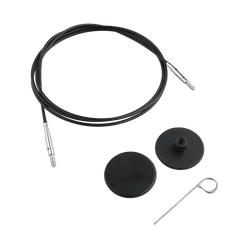 KnitPro Knitting Needles KnitPro | Black Nylon Coated Stainless Steel 360º Swivel Cables with Silver Connectors