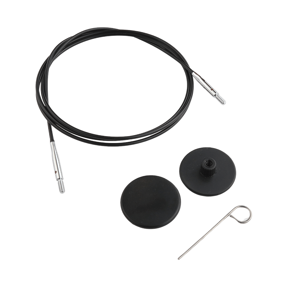 KnitPro Knitting Needles KnitPro | Black Nylon Coated Stainless Steel 360º Swivel Cables with Silver Connectors
