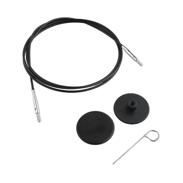 KnitPro | 360º Swivel Cables | Black Nylon Coated Stainless Steel with Silver Connectors