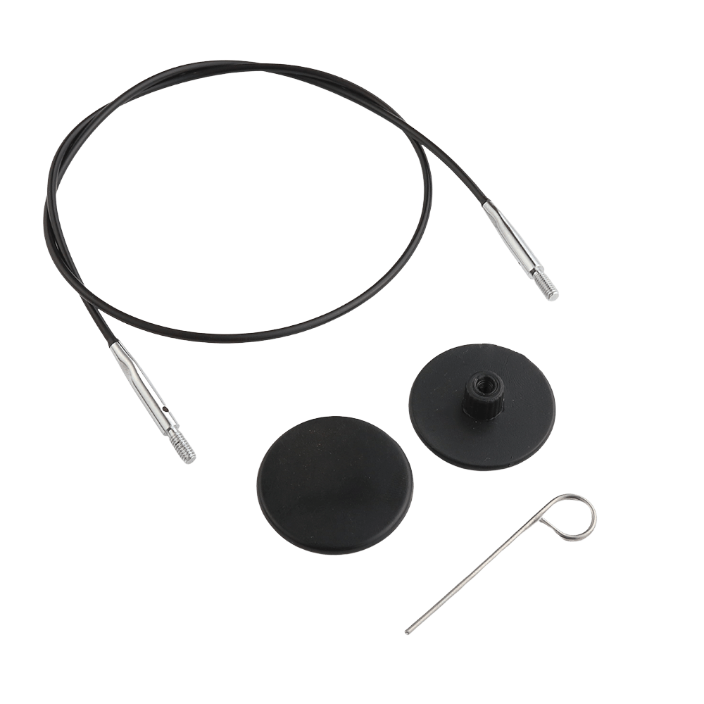 KnitPro Knitting Needles KnitPro | Black Nylon Coated Stainless Steel Fixed Cables with Silver Connectors