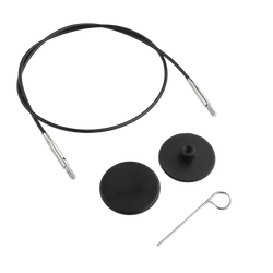 KnitPro Knitting Needles KnitPro | Black Nylon Coated Stainless Steel Fixed Cables with Silver Connectors