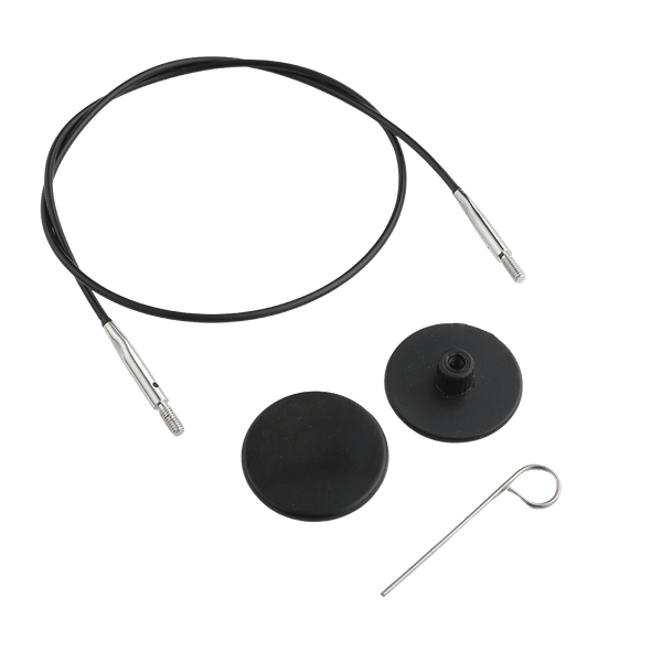 KnitPro | Fixed Cables | Black Nylon Coated Stainless Steel with Silver Connectors