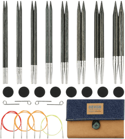 KnitPro Knitting Needles KnitPro | Denim Indigo Wood | 13cm Interchangeable Knitting Needle Set