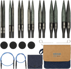 KnitPro Knitting Needles KnitPro | Denim Indigo Wood | Mini 5cm Interchangeable Knitting Needle Set