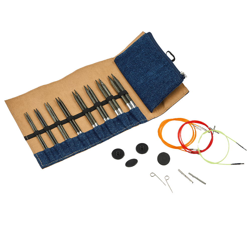 KnitPro Knitting Needles KnitPro | Indigo Wood | 13cm Interchangeable Knitting Needle Set