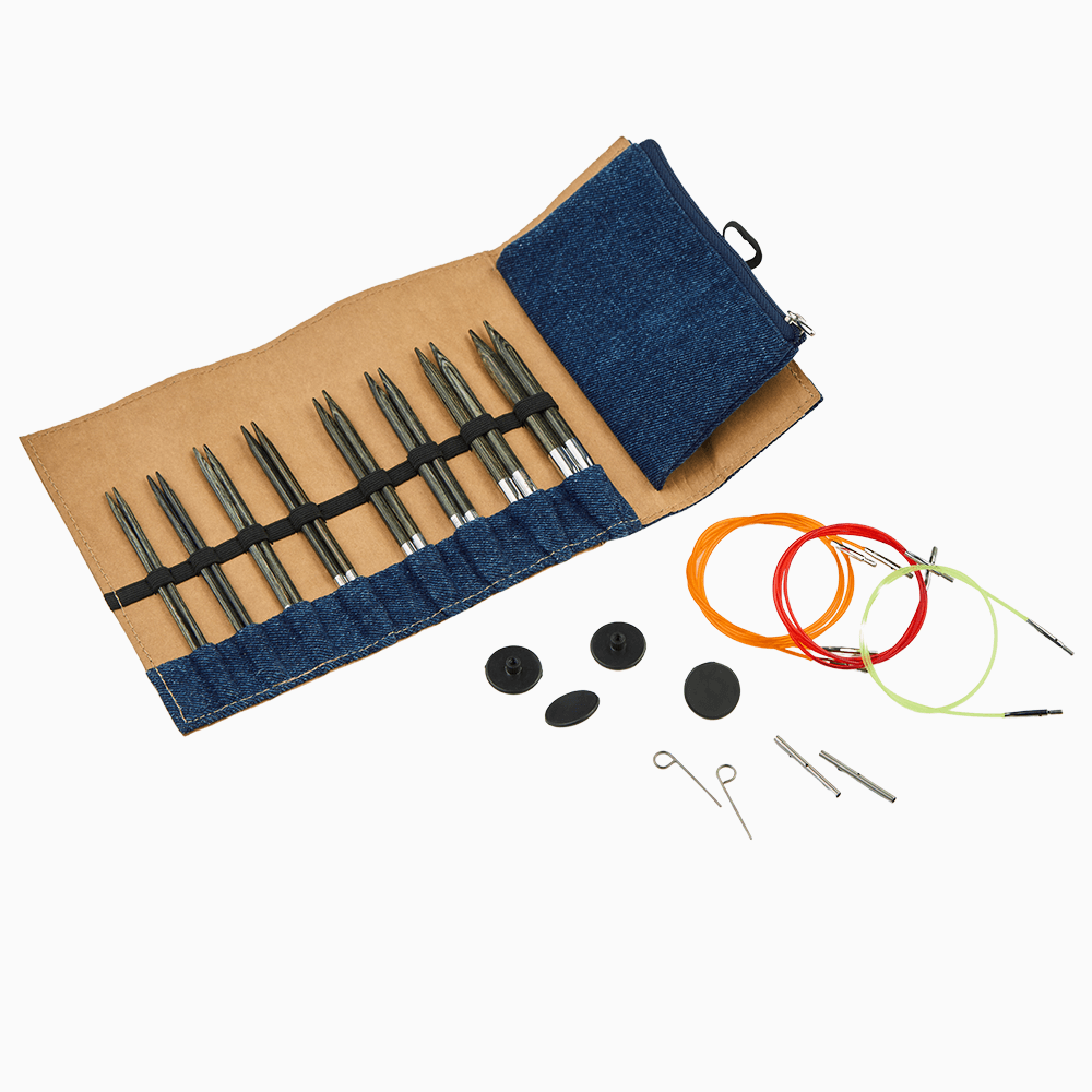 KnitPro Knitting Needles KnitPro | Indigo Wood | 13cm Interchangeable Knitting Needle Set