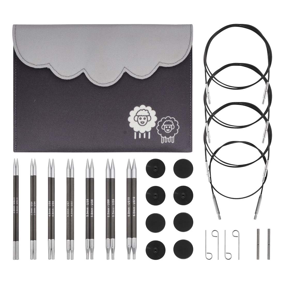 KnitPro Knitting Needles KnitPro | Karbonz | 13cm Interchangeable Knitting Needle Tips Midi Set