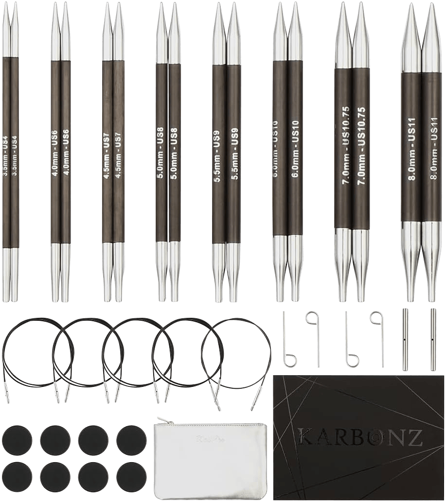 KnitPro Knitting Needles KnitPro | Karbonz | 13cm Interchangeable Knitting Needle Tips Set Box of Joy