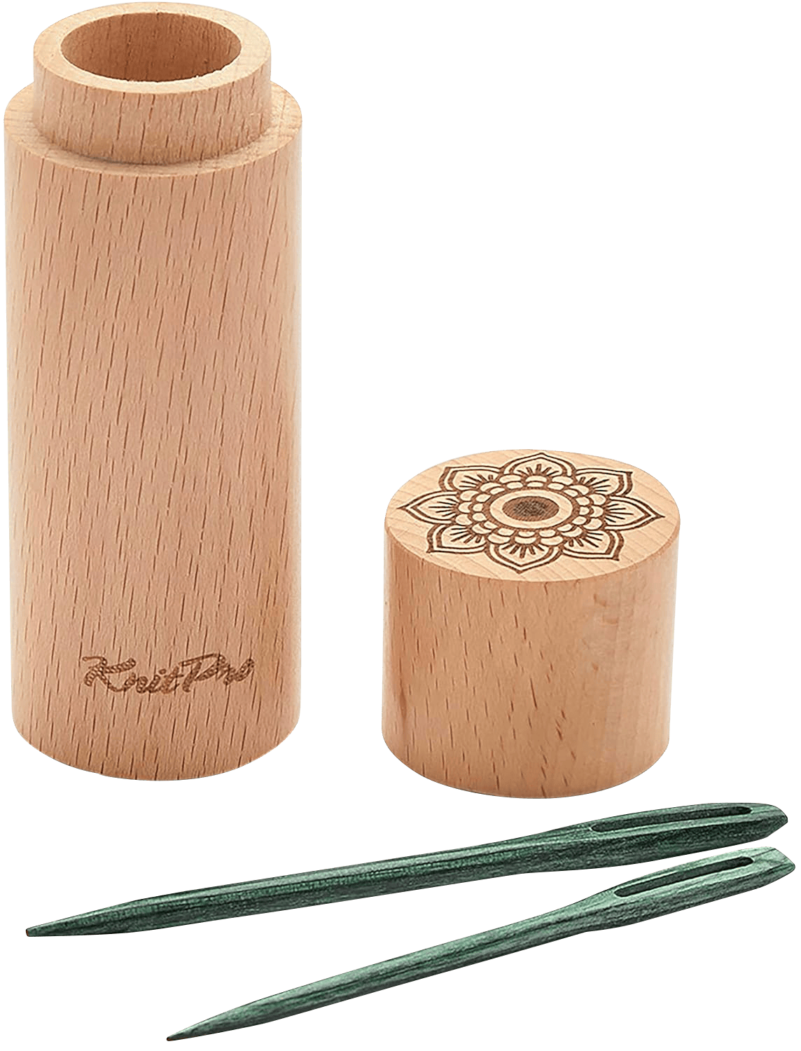 KnitPro Knitting Needles KnitPro | The Mindful Collection | 4 Teal Wooden Darning Needles in Beech Wood Container