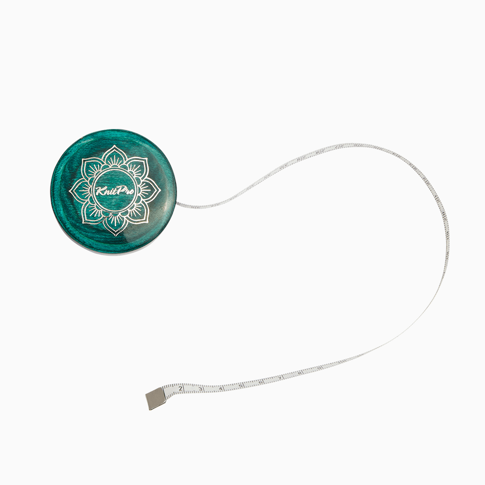 KnitPro Knitting Needles The Mindful Collection | Teal Retractable Wooden Tape Measure