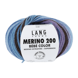 Lang Yarns Baby Wool Blue LANGYARNS | Baby Yarn | MERINO 200 BÉBÉ COLOUR | 4-Ply | 155