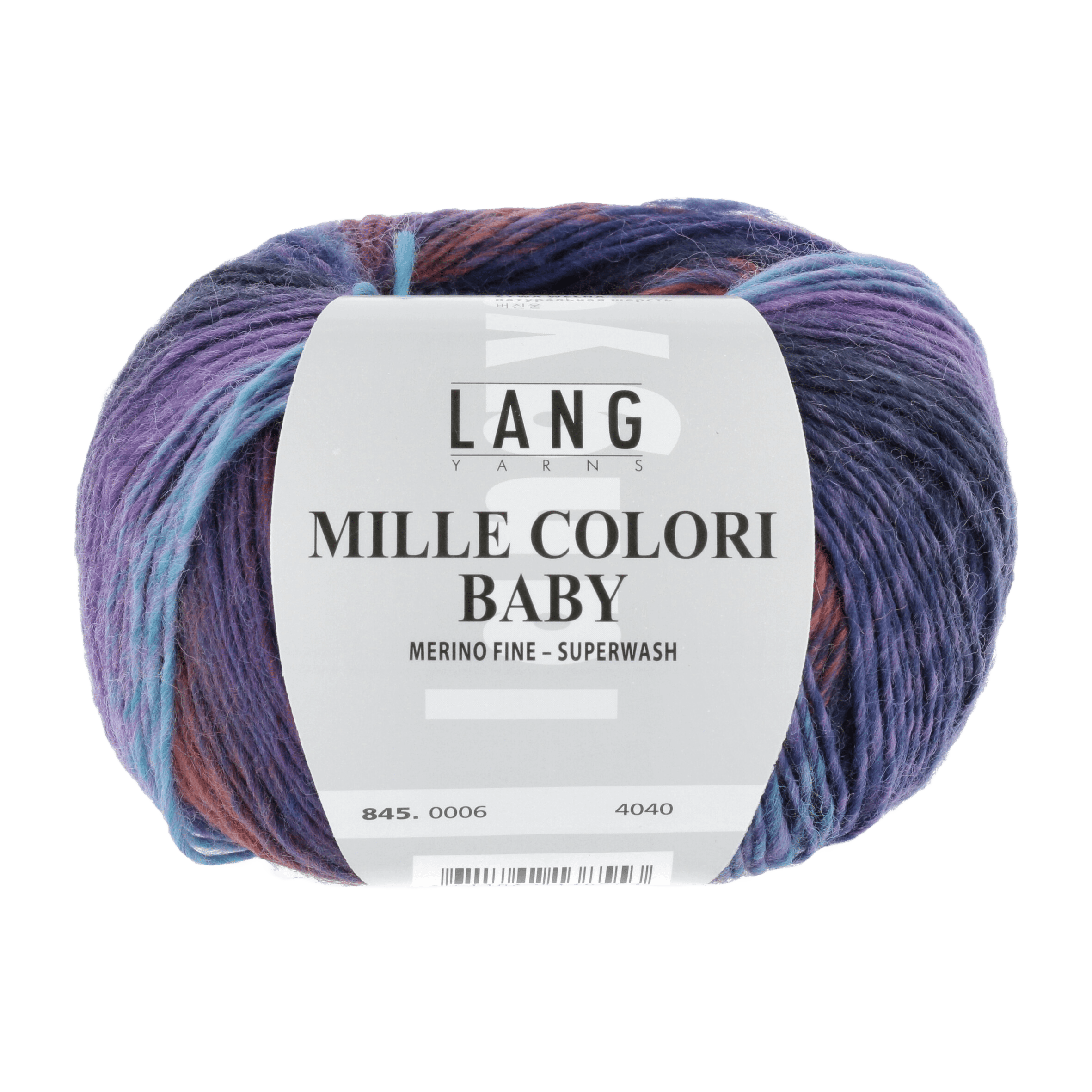 Lang Yarns Baby Wool Blue / Lilac LANGYARNS | Baby Yarn | MILLE COLORI BABY | 4-Ply | 845