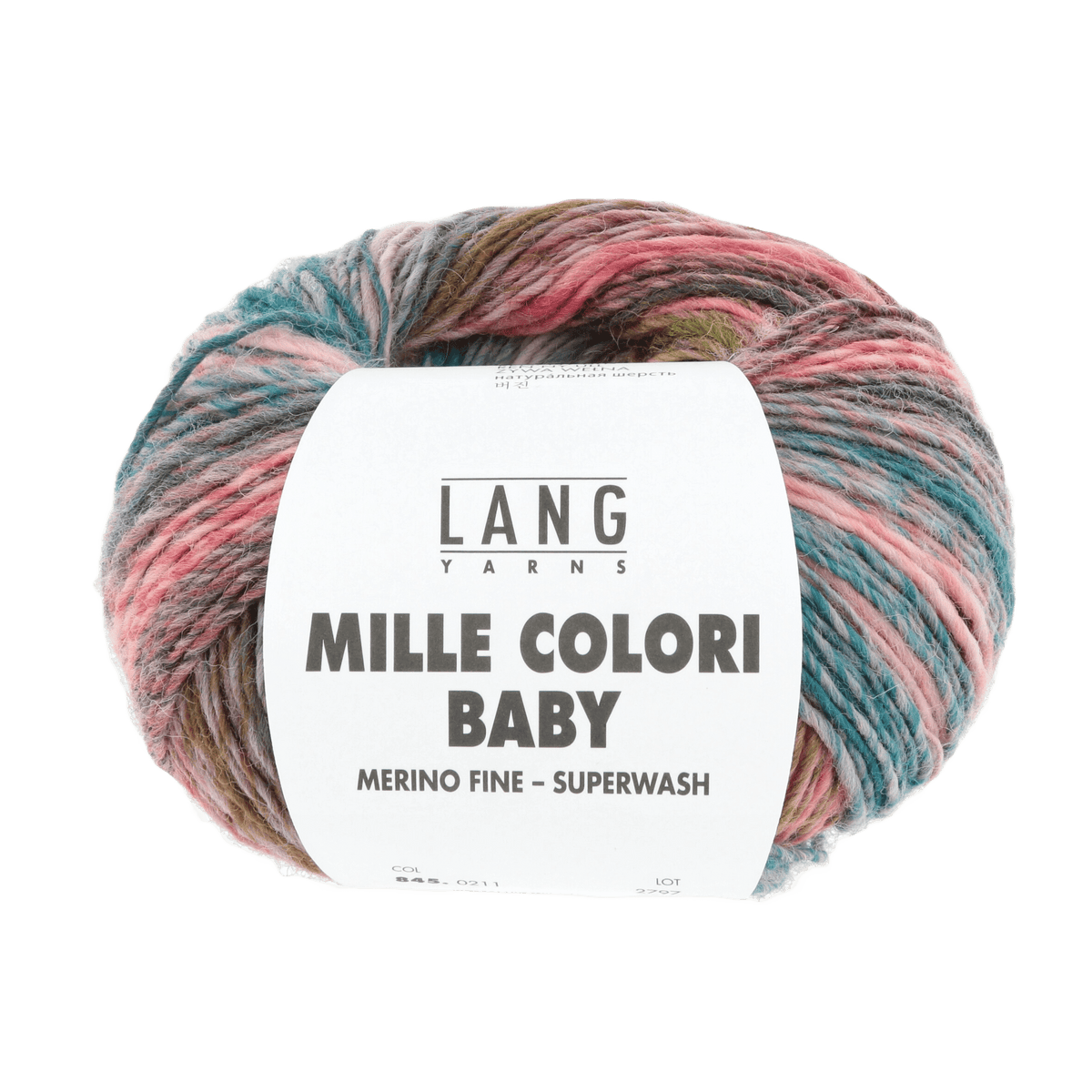 Lang Yarns Baby Wool Dusky Pink / Petrol / Olive LANGYARNS | Baby Yarn | MILLE COLORI BABY | 4-Ply | 845