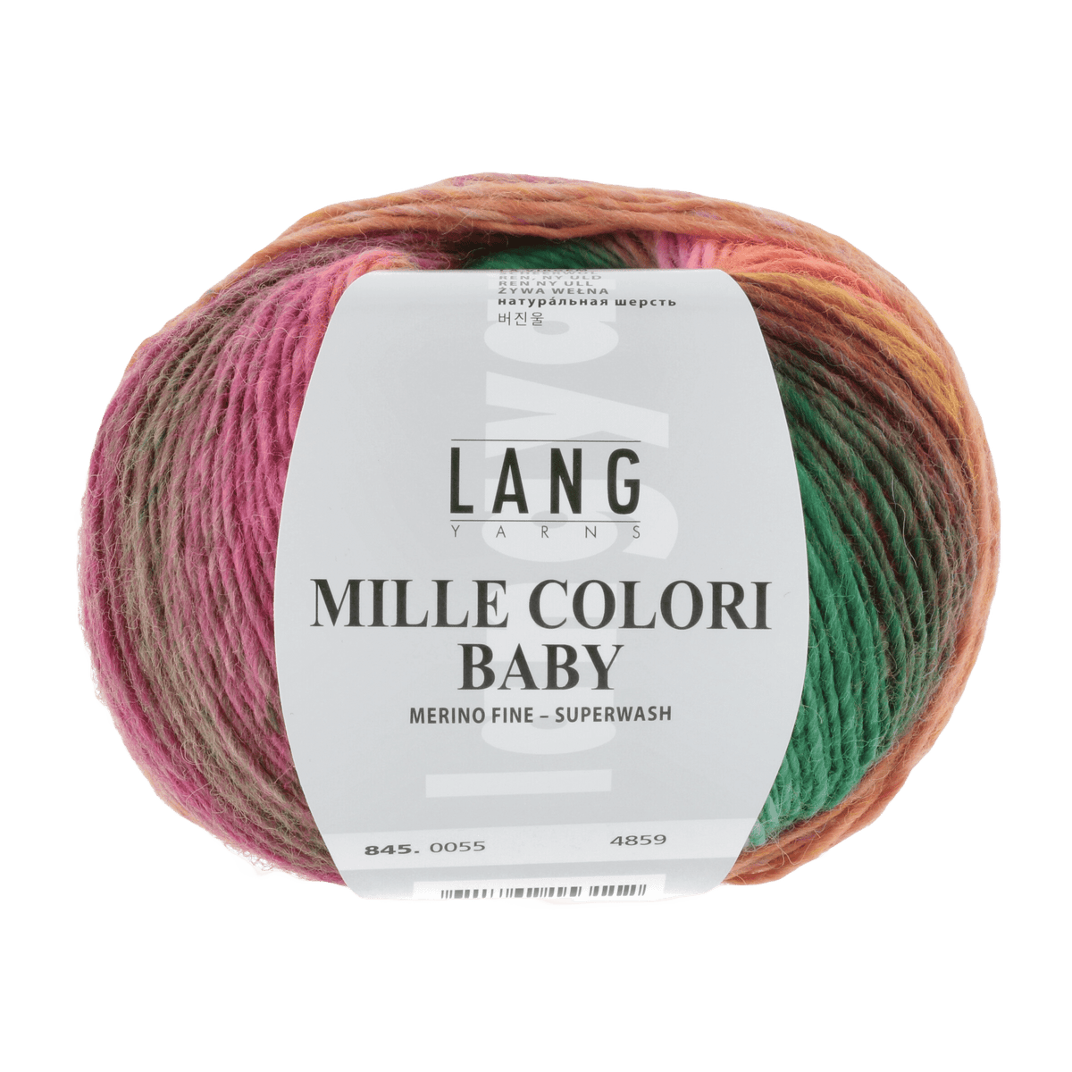 Lang Yarns Baby Wool Green / Pink LANGYARNS | Baby Yarn | MILLE COLORI BABY | 4-Ply | 845