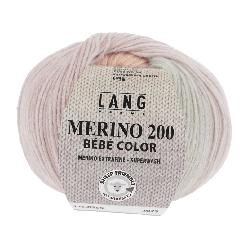 Lang Yarns Baby Wool Multicolour Green / Salmon / Lilac LANGYARNS | Baby Yarn | MERINO 200 BÉBÉ COLOUR | 4-Ply | 155