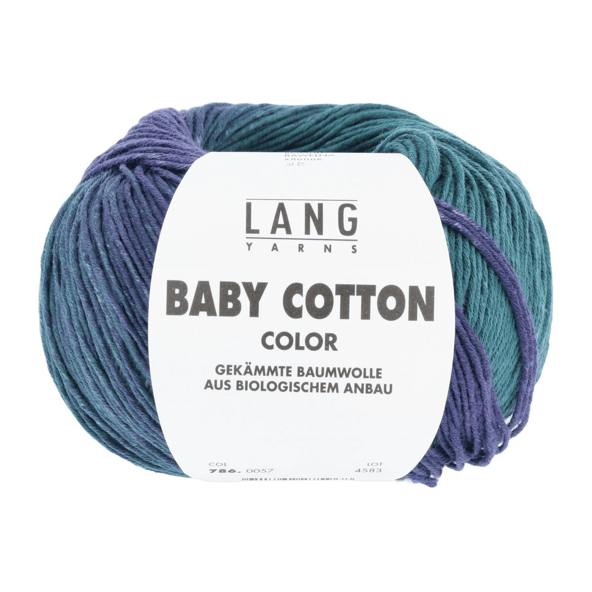 Lang Yarns Knitting Pattern 56 - 2 balls / rainbow 786.0057 Wrap-over sweater Pattern Bundle in BABY COTTON COLOR by LANGYARNS | Punto 36-006