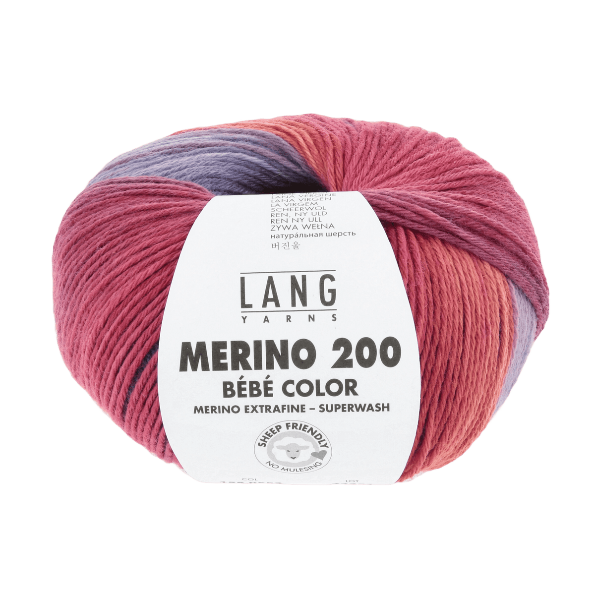Lang Yarns Knitting Pattern 62 - 1 balls / rainbow 155.0553 Poncho Pattern Bundle in MERINO 200 BEBE COLOR by LANGYARNS | Punto 54-014