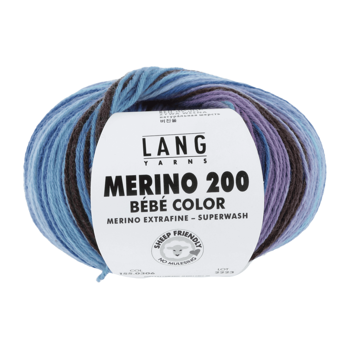 Lang Yarns Knitting Pattern 62 - 2 balls / blue 155.0306 Wrap-front cardigan Pattern Bundle in MERINO 200 BEBE COLOR by LANGYARNS | Punto 54-008